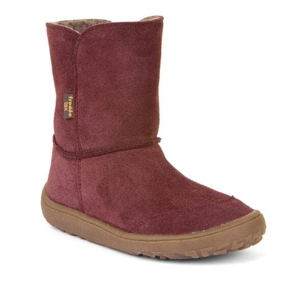 Dívčí zimní barefoot boty TEX SUEDE  Bordeaux