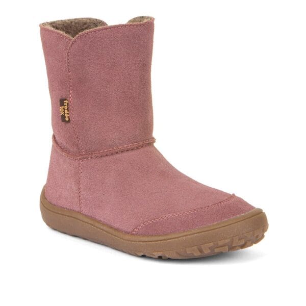 Dívčí zimní barefoot boty TEX SUEDE  Dark Pink